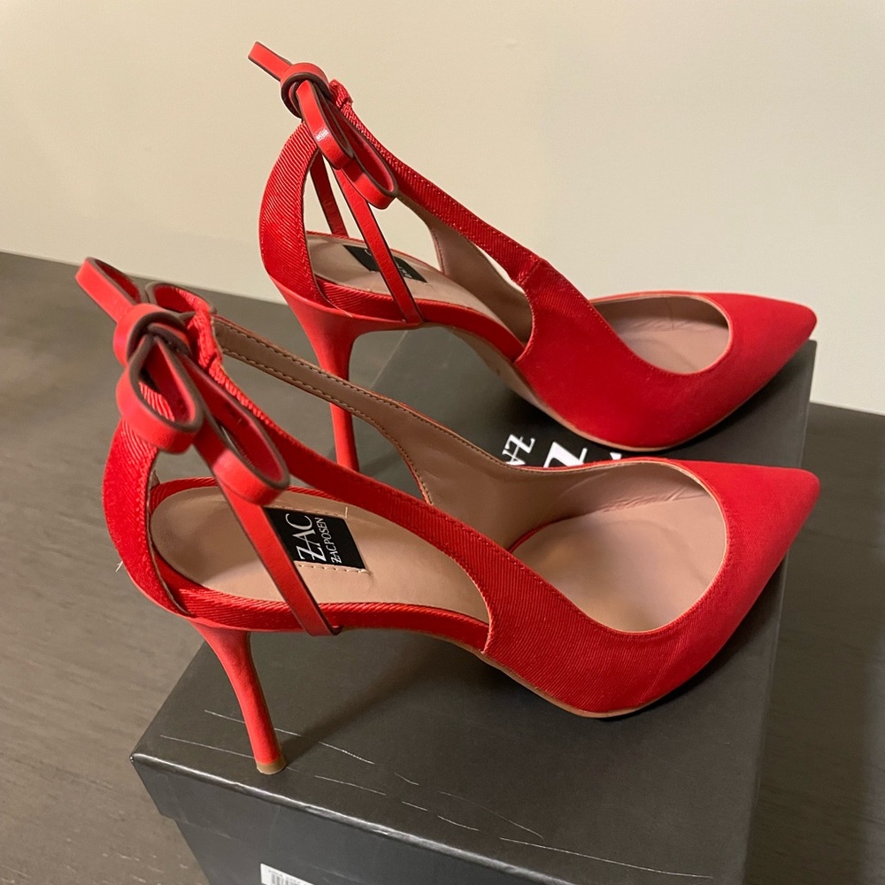 ZAC Zac Posen Red Orange Textured High Heels